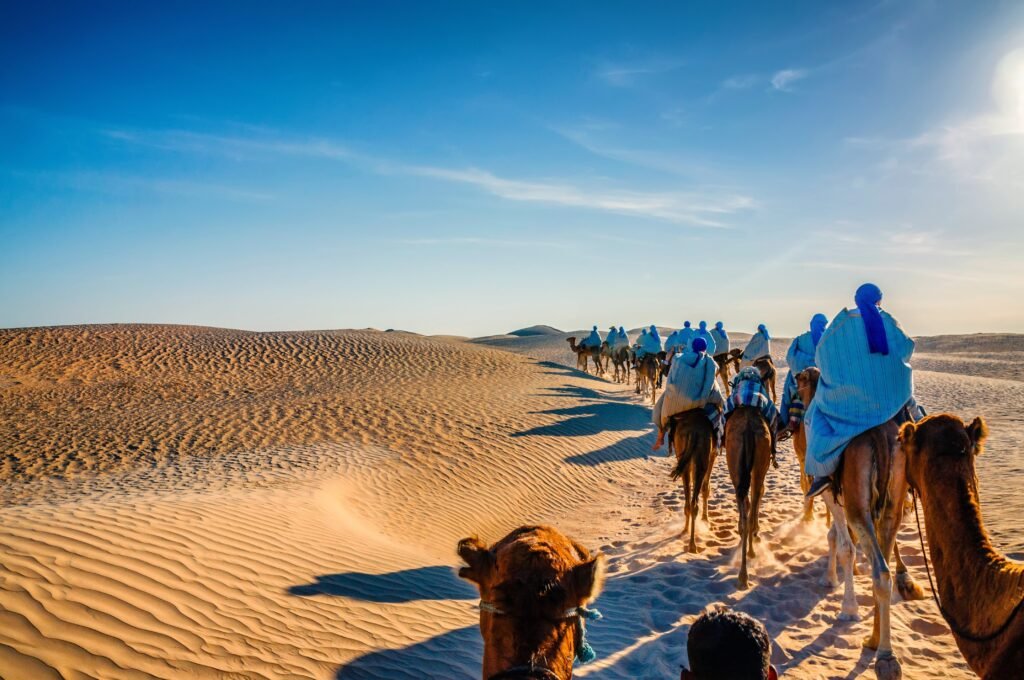 camels-caravan-going-sahara-desert-tunisia-africa-min